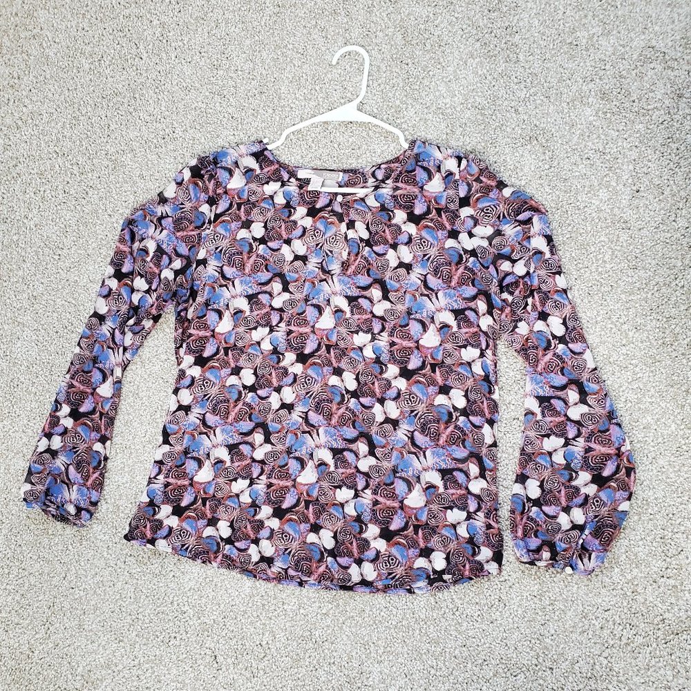 Mulit-Colored Butterfly Print Blouse